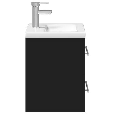 vidaXL fekete fürdőszobai mosdószekrény beépített mosdókagylóval