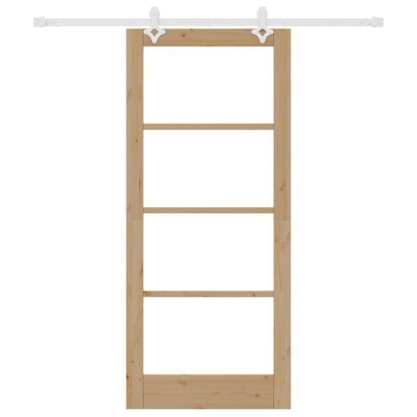 vidaXL Cs&uacute;sz&oacute; ajt&oacute; Term&eacute;szetes 86 x 198,5 cm T&ouml;m&ouml;r fenyőfa &eacute;s &uuml;veg