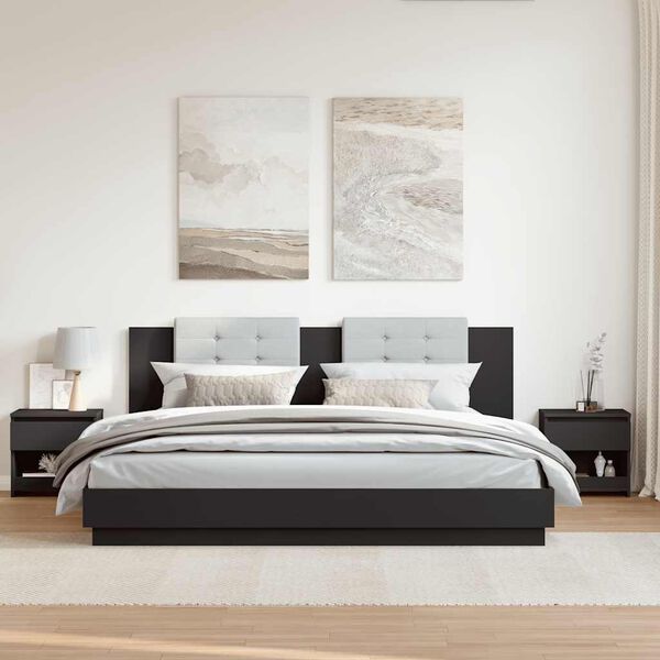 vidaXL 2 db fekete szerelt fa éjjeliszekrény 40 x 30 x 39 cm