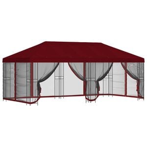 vidaXL Oldalfalas pavilon 6 x 3 m Burgundi Poli&eacute;szter &eacute;s ac&eacute;l 190