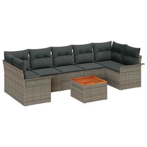 vidaXL Kerti Kanap&eacute; Szett t&aacute;rol&oacute;val 8 pcs Sz&uuml;rke polirattan