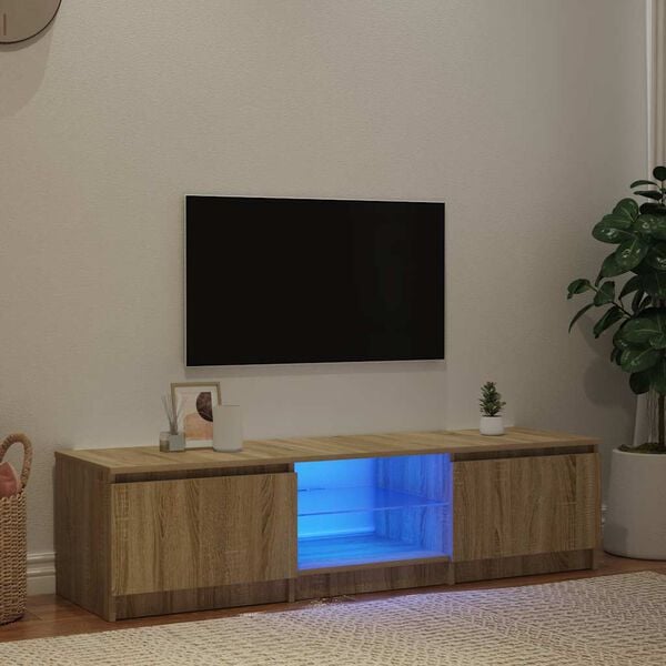 vidaXL füstös tölgy színű TV-szekrény LED-ekkel 140 x 40 x 36 cm