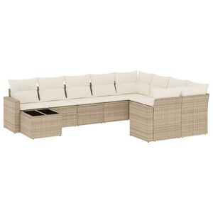 vidaXL 10 r&eacute;szes b&eacute;zs polyrattan kerti &uuml;lőgarnit&uacute;ra p&aacute;rn&aacute;val