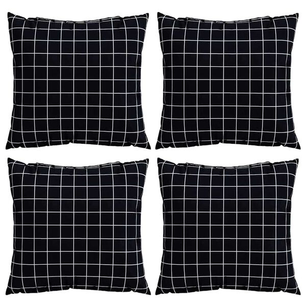 vidaXL Sz&oacute;rt P&aacute;rn&aacute;k 4 pcs Fekete Kock&aacute;s 50 x 50 cm Poli&eacute;szter sz&ouml;vet