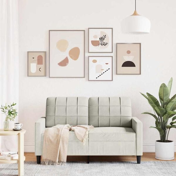 vidaXL kétszemélyes krémszínű bársony kanapé 120 cm