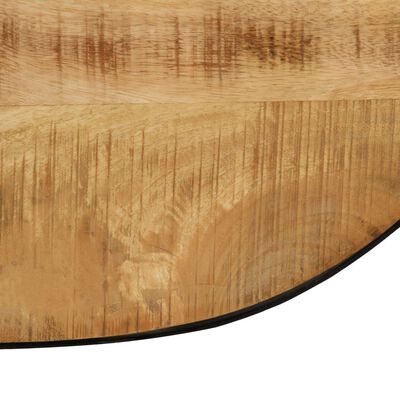 vidaXL ovális alakú tömör, nyers mangófa és acél dohányzóasztal 100 cm