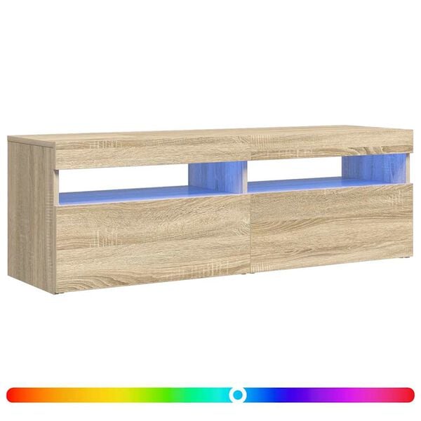 vidaXL sonoma t&ouml;lgy sz&iacute;nű TV-szekr&eacute;ny LED-l&aacute;mp&aacute;kkal 120 x 35 x 40 cm