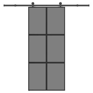 vidaXL tolóajtó vasalattal 90x205 cm edzett üveg&Alumínium