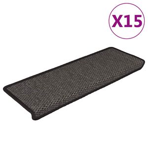 vidaXL 15 db sziz&aacute;l hat&aacute;s&uacute; antracitsz&uuml;rke l&eacute;pcsőszőnyeg 65x21x4 cm