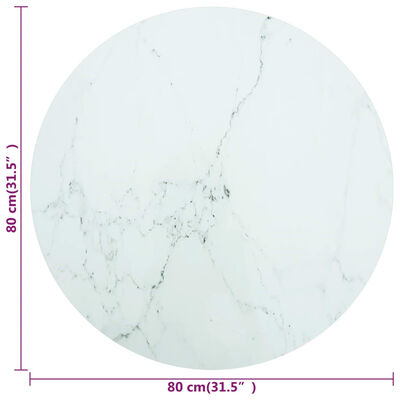 vidaXL fehér edzett üveg asztallap márványdizájnnal Ø80 x 1 cm