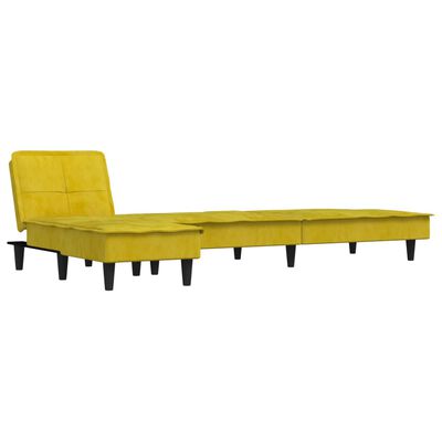 vidaXL sárga L-alakú bársony kanapéágy 255x140x70 cm