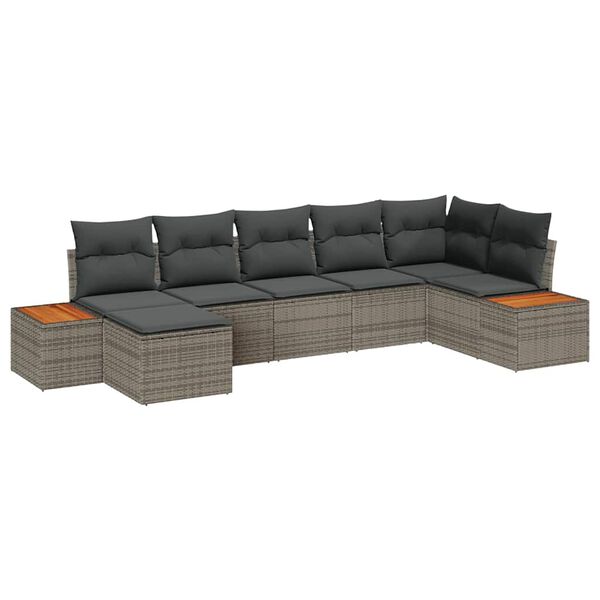 vidaXL Kerti Kanap&eacute; Szett p&aacute;rn&aacute;val t&aacute;rol&oacute;val 8 pcs Sz&uuml;rke Polyrattan