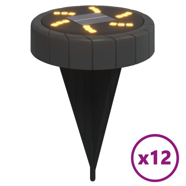 vidaXL 12 db meleg feh&eacute;r napelemes k&uuml;lt&eacute;ri talajl&aacute;mpa t&uuml;sk&eacute;vel