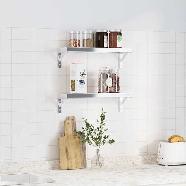 vidaXL 4 db ezüstszínű rozsdamentes acél polctartó 15 x 2,5 x 11,5 cm