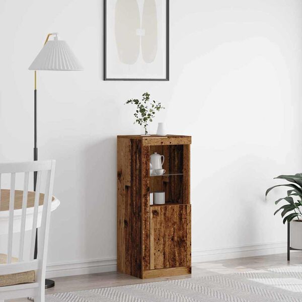 vidaXL Széf LED -es lámpákkal Régi fa 41 x 37 x 100 cm Faanyag