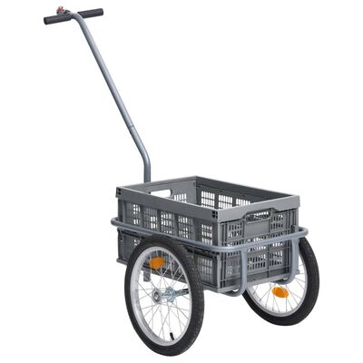 vidaXL szürke kerékpár pótkocsi összecsukható dobozzal 50 l 150 kg