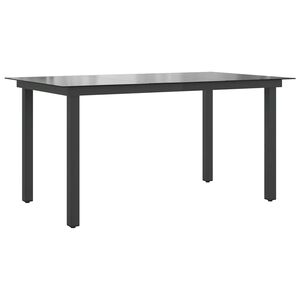 vidaXL fekete alum&iacute;nium &eacute;s &uuml;veg kerti asztal 150 x 90 x 74 cm
