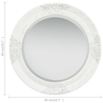 vidaXL fehér barokk stílusú fali tükör 50 cm
