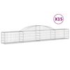 vidaXL 15 db &iacute;ves horganyzott vas gabion kos&aacute;r 300x30x40/60 cm