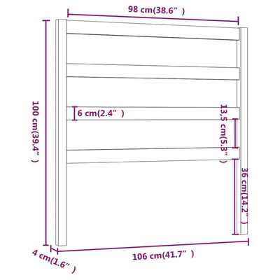 vidaXL szürke tömör fenyőfa ágy fejtámla 106 x 4 x 100 cm