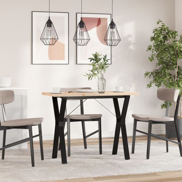 vidaXL t&ouml;m&ouml;r fenyőfa &eacute;s ac&eacute;l &eacute;tkezőasztal Y-v&aacute;zzal 100x50x75,5 cm