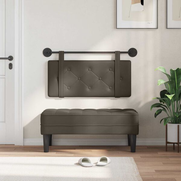 vidaXL Fali Fejt&aacute;mla Falra szerelhető Sz&uuml;rke 90 cm Műbőr