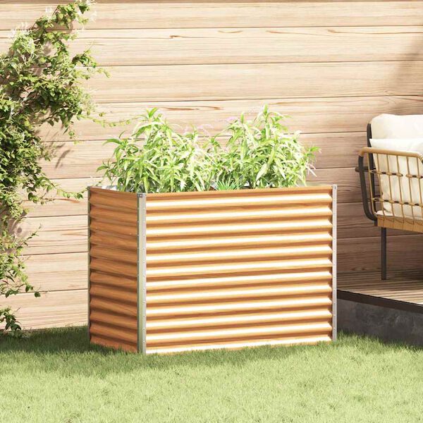 vidaXL Kerti magas&aacute;gy&aacute;s Vil&aacute;gos Barna 98 x 50 x 68 cm Horganyzott ac&eacute;l