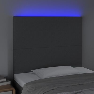 vidaXL sötétszürke szövet LED-es fejtámla 80x5x118/128 cm