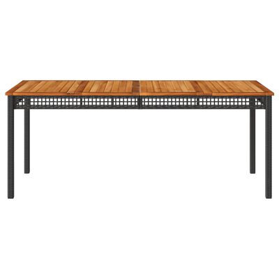 vidaXL fekete polyrattan és akácfa kerti asztal 180 x 90 x 75 cm