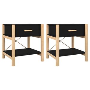 vidaXL 2 db fekete szerelt fa &aacute;gy melletti asztal 42 x 38 x 45 cm
