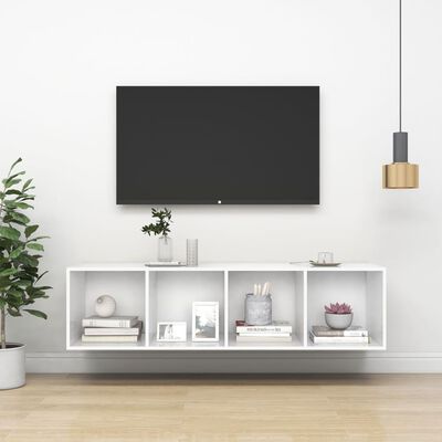 vidaXL fehér falra szerelhető forgácslap TV-szekrény 37x37x142,5 cm