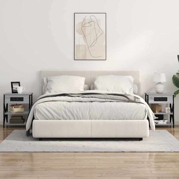 vidaXL &Eacute;jjeliszekr&eacute;ny 2 pcs Sz&uuml;rke Sonoma 41 x 31 x 51 cm Faanyag