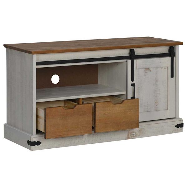 vidaXL HALDEN feh&eacute;r t&ouml;m&ouml;r fa TV szekr&eacute;ny tol&oacute;ajt&oacute;val 110x40x60 cm