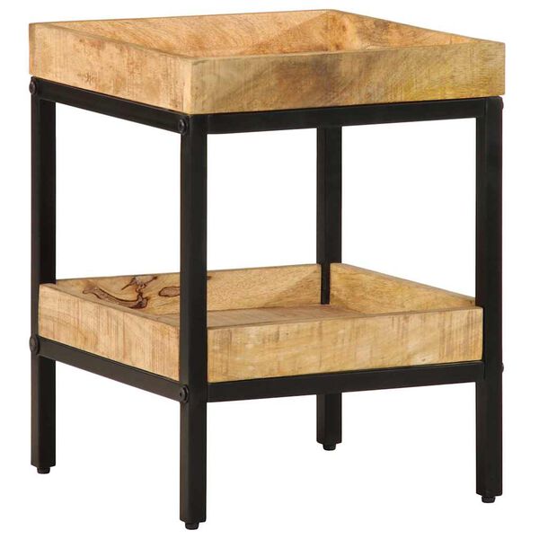 vidaXL Oldal asztal polcokkal Barna 35 x 35 x 45 cm tömör mangófa