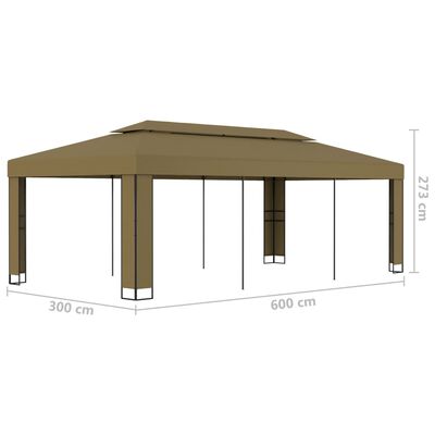 vidaXL tópszínű dupla tetős pavilon 3 x 6 m 180 g/m²