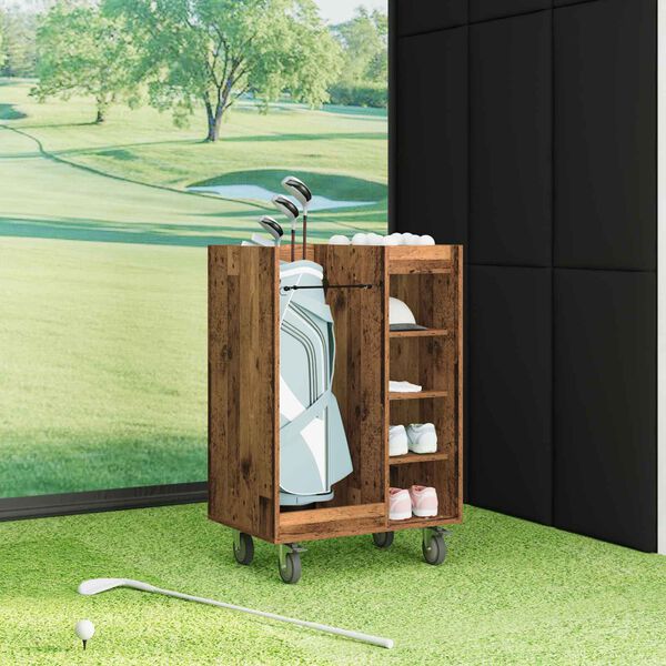 vidaXL Golf Szekr&eacute;ny ker&eacute;kkel Egysz&iacute;nű &Ouml;reg fa 65 x 45 x 98 cm
