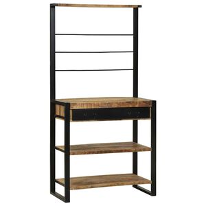 vidaXL Konyhai polc Barna &eacute;s Fekete 80 x 40 x 160 cm T&ouml;m&ouml;r Mang&oacute;f&aacute;t