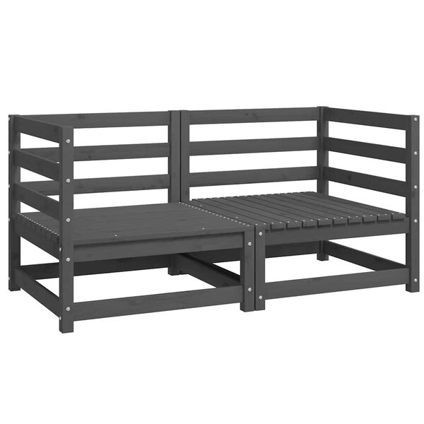 vidaXL 2 db szürke tömör fenyőfa kerti sarokkanapé