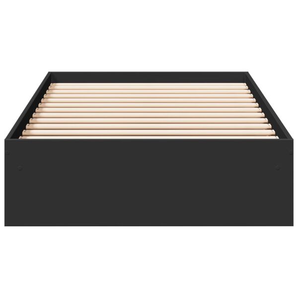vidaXL fekete szerelt fa ágykeret fiókokkal 100 x 200 cm