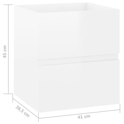 vidaXL magasfényű fehér forgácslap mosdószekrény 41 x 38,5 x 45 cm