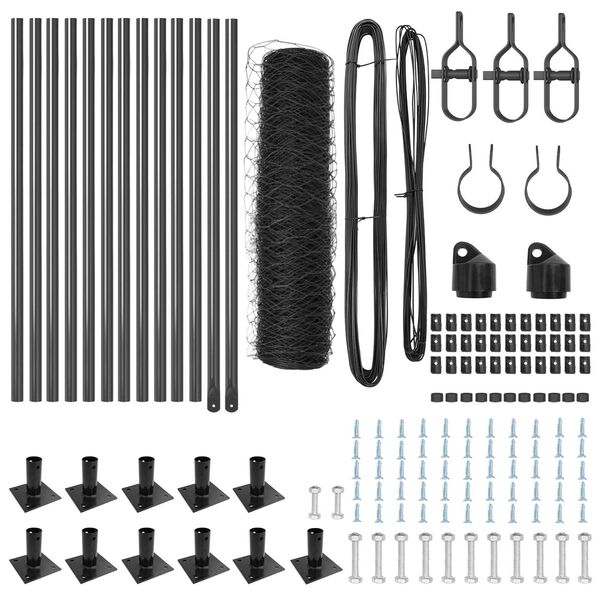 vidaXL Ker&iacute;t&eacute;soszlop Sz&uuml;rke 25 x 0,6 m (36 mm h&aacute;l&oacute;) Ac&eacute;l &eacute;s PVC