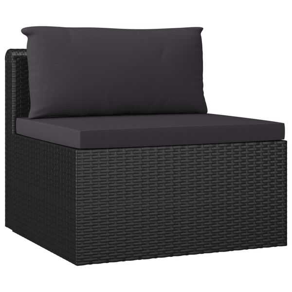 vidaXL 10 r&eacute;szes fekete polyrattan kerti b&uacute;torszett p&aacute;rn&aacute;kkal