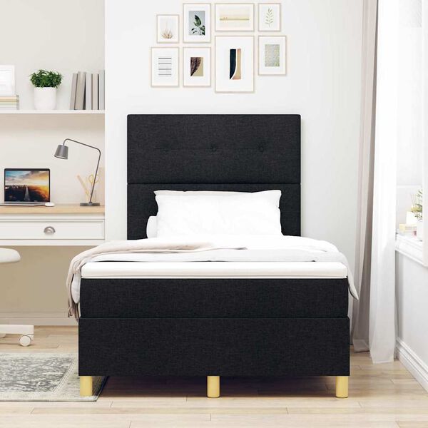 vidaXL Boxrug&oacute;s &aacute;gy matracmal fejt&aacute;ml&aacute;val Fekete 120 x 200 cm sz&ouml;vet