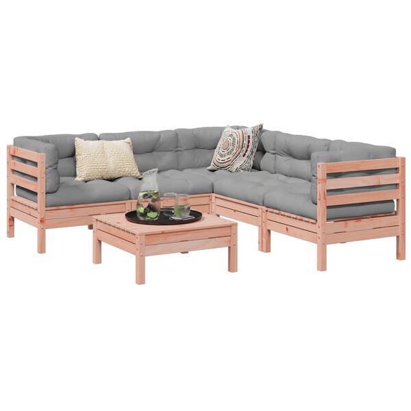 vidaXL 6 r&eacute;szes t&ouml;m&ouml;r dugl&aacute;szfenyő kerti t&aacute;rsalg&oacute;szett p&aacute;rn&aacute;val