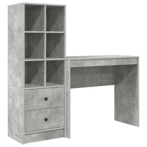 vidaXL Asztal fi&oacute;kkal polcokkal t&aacute;rol&oacute;val 2 pcs Beton Sz&uuml;rke