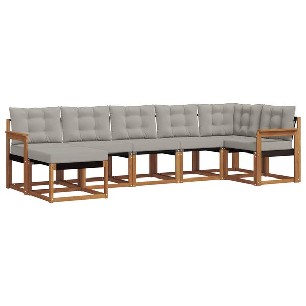 vidaXL K&uuml;lt&eacute;ri kanap&eacute; szett 7 pcs Term&eacute;szetes &eacute;s Vil&aacute;gossz&uuml;rke