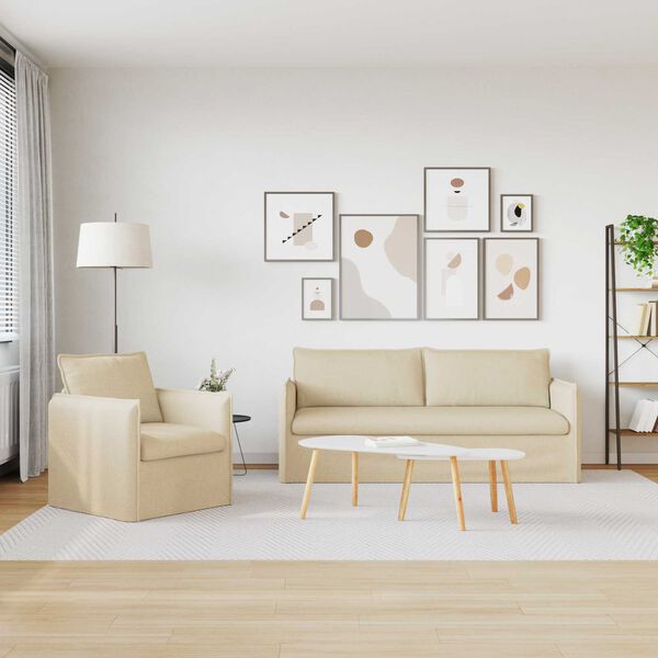 vidaXL Kanap&eacute; 2 pcs Kr&eacute;m 196 x 82 x 85 cm sz&ouml;vet