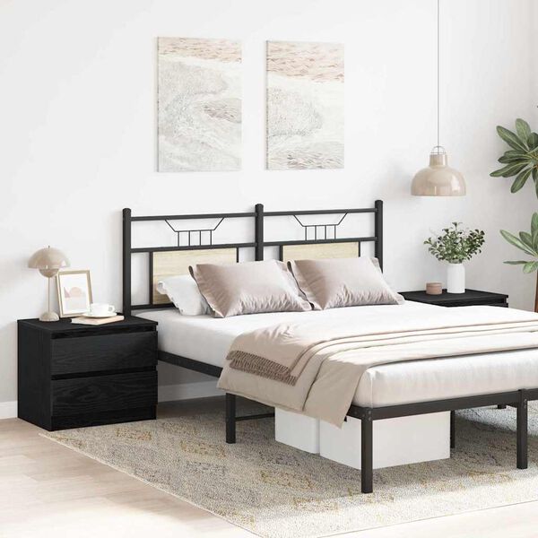 vidaXL &Eacute;jjeliszekr&eacute;ny 2 pcs Fekete t&ouml;lgy 50 x 40 x 43,5 cm Faanyag