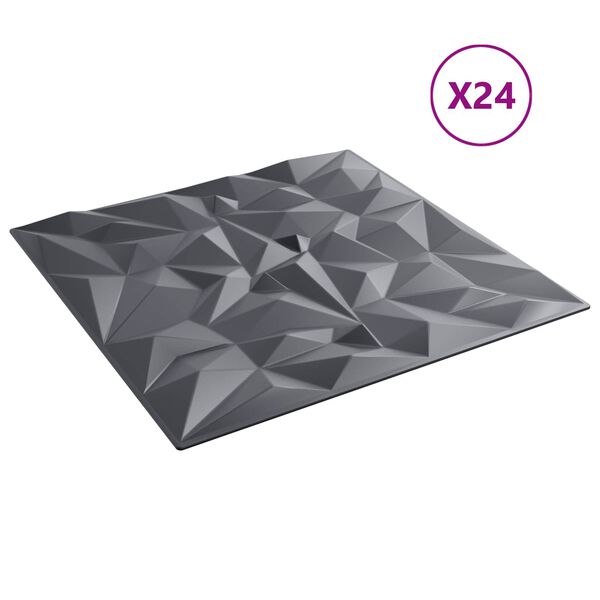 vidaXL Fali panelek 24 pcs Ametiszt Sz&uuml;rke 50 x 50 cm XPS Hab