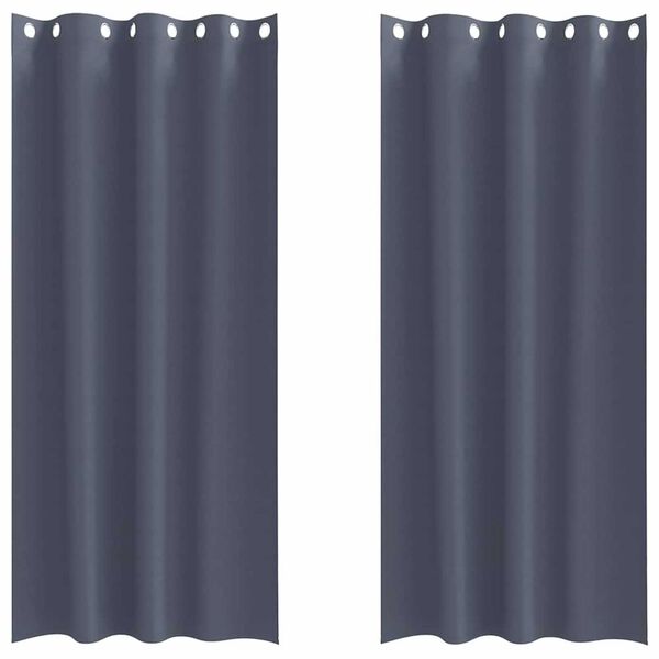 vidaXL Fekete F&uuml;gg&ouml;ny Gyűrűkkel 2 pcs Antracit 225 x 140 cm Poli&eacute;szter